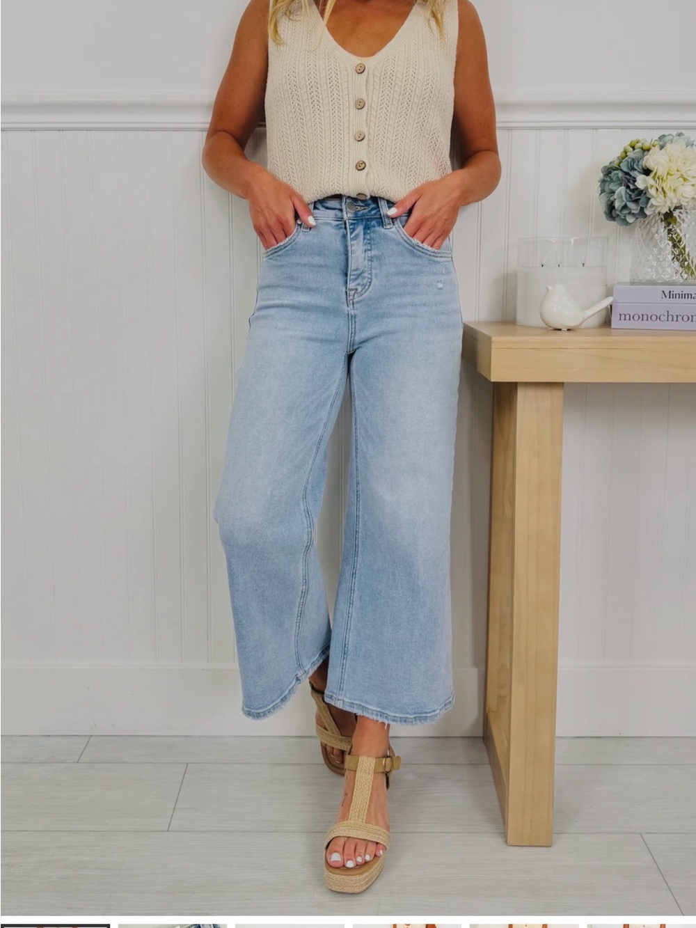 High-Rise Light Blue Wide Leg Women's Jeans